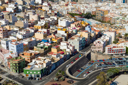 Cityscape of Las Palmas, dense urban buildings the capital town of Gran Canaria Island.の写真素材