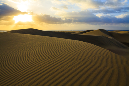 Rippled and smooth sand of dunes of Maspalomas in Gran Canaria.の写真素材