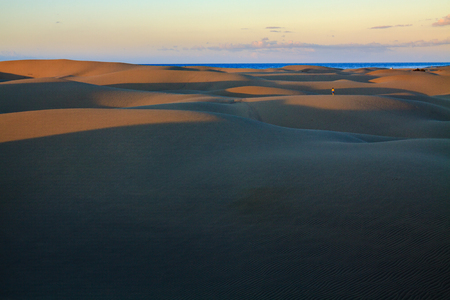 Rippled and smooth sand of dunes of Maspalomas in Gran Canaria.の写真素材
