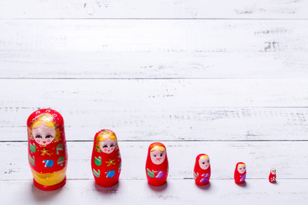 Traditional russian wooden dolls called matryoshka.の写真素材