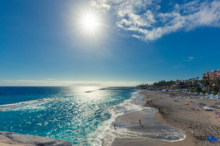 Beach near El Duque Castle (Playa El Duque), Tenerife, Spain.の写真素材
