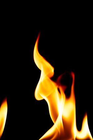 Real red flames in black space.の写真素材