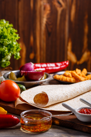 Ingredients for preparing mexican food, tortilla.の写真素材
