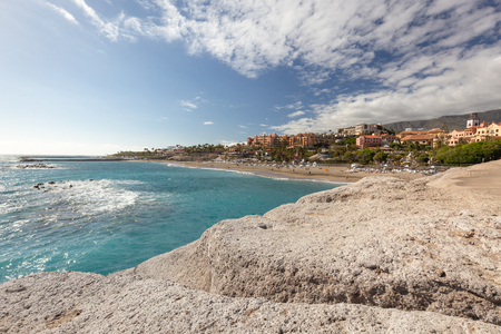 Beach near El Duque Castle (Playa El Duque), Tenerife, Spain.の写真素材
