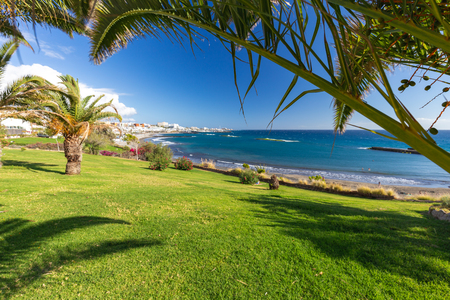 Torviscas Beach (Playa de Torviscas), near El Duque Castle, Tenerife, Spain.の写真素材