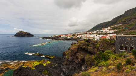 Garachico village on coastline of Tenerife, Spain.の写真素材