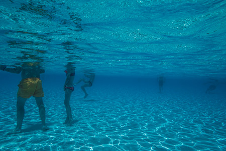 Underwater view on water park pool.の写真素材