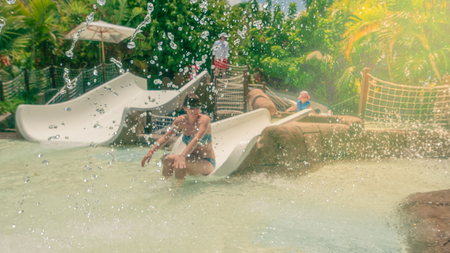 Defocused background of kid zone in water parks.の写真素材