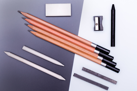 Back to school concept background in black and white tones.の写真素材