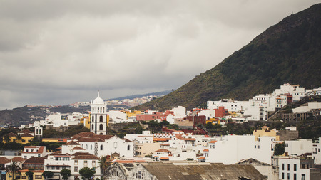 Garachico village on coastline of Tenerife, Spain.の写真素材