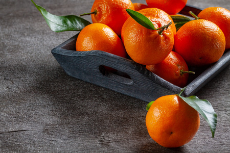 Fresh juicy clementine mandarins, winter time fruits.の写真素材