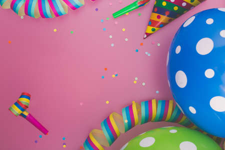 Colorful accessories to fun party on carnival or birthday.の写真素材