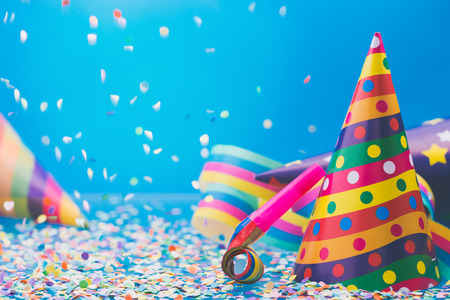 Colorful accessories to fun party on carnival or birthday.の写真素材