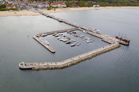 Aerial view onto famous pier in Sopot, Poland baltic sea.の写真素材