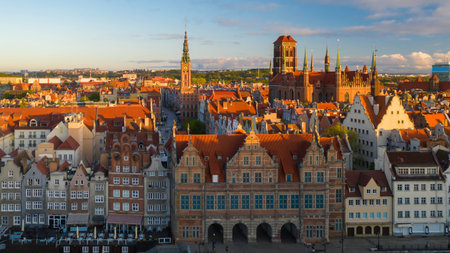 Aerial view to old town in Gdansk.