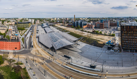 Aerial view on Lodz railway station.