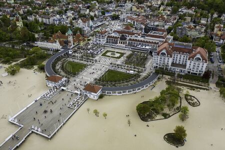 Aerial view onto famous pier in Sopot, Poland baltic sea.の写真素材