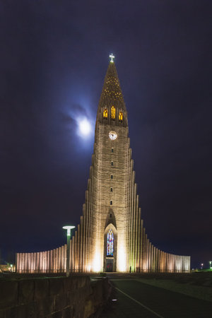 Famous church HallgrÃ­mskirkja in Reykjavik.の写真素材