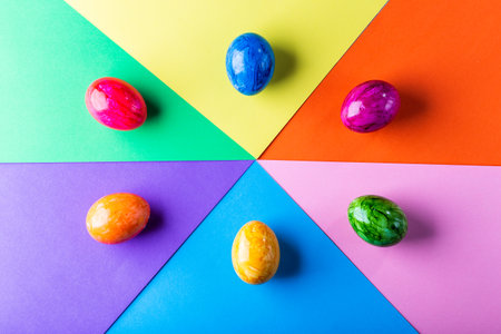 Multicolor geometric background with easter eggs.の写真素材