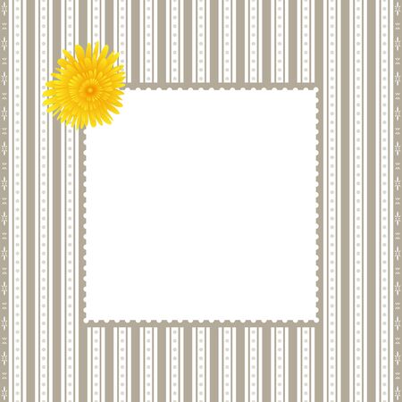 simple retro frame with flowers, vertical stripesのイラスト素材