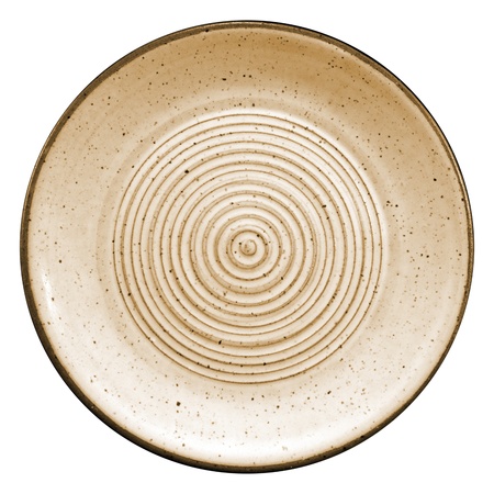 circles on a ceramic tray, yellow color on a white backgroundの写真素材