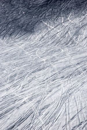 traces of skiers as the background in backlitの写真素材