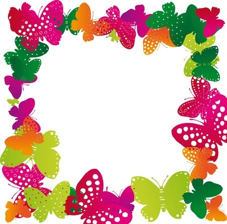 box of brightly colored butterflies, illustrationのイラスト素材
