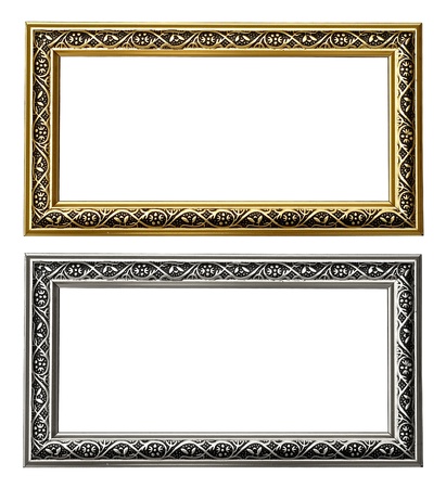 painted gilt frame in gold and silverの写真素材
