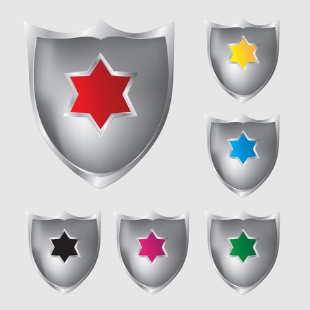 shield in several colors, safety, security and protectionのイラスト素材