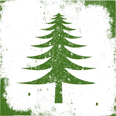 symbol evergreen tree cracked with a ragged frameのイラスト素材