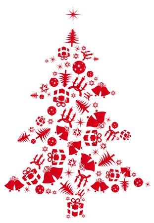 Christmas tree made up of Christmas symbols のイラスト素材