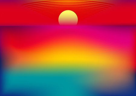 magical red and purple vector sunset in the seaのイラスト素材