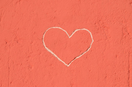 Heart of Love, carved into the wallの写真素材