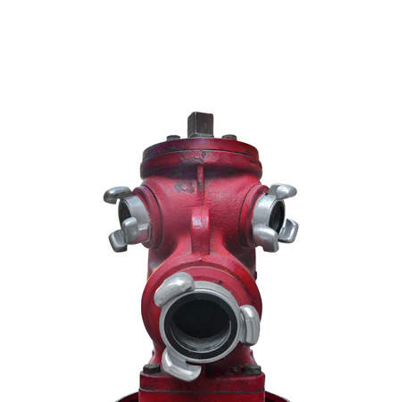 Red hydrant shaped head on a white backgroundの写真素材