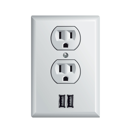 Electrical outlet in the USA, power socket with USBのイラスト素材