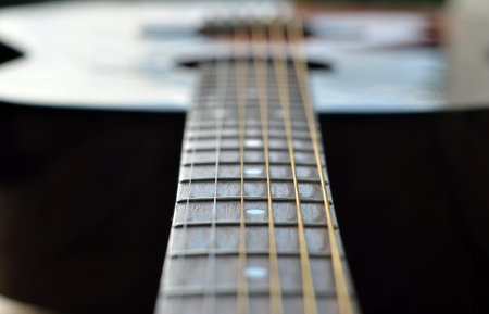 Guitar background, sounding strings on white background