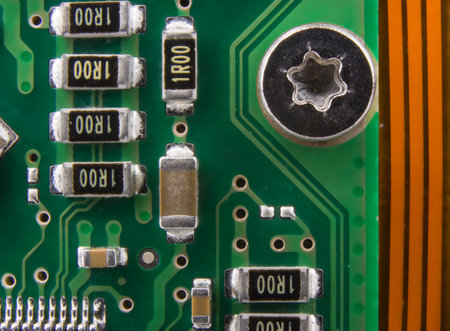 Green printed circuit board with computer components