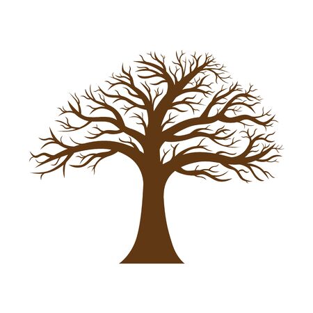 Vector image of a tree silhouette without leaves with bare branchesのイラスト素材