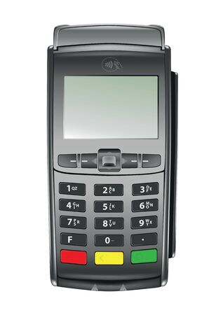 Payment terminal for contactless and cashless payment, detailed vector illustrationのイラスト素材