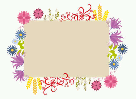Floral frame with colorful flowers around, vector illustrationのイラスト素材