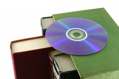 books and media disc on white background as sample of my objects on white background