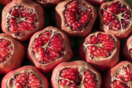 Peeled Pomegranate Heap on Market Stall Redy For Sellingの写真素材