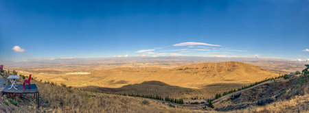 Panoramic view of Sakarya Valley from Duatepe Martyrs' Memorial under clear blue skies - Polatli,...