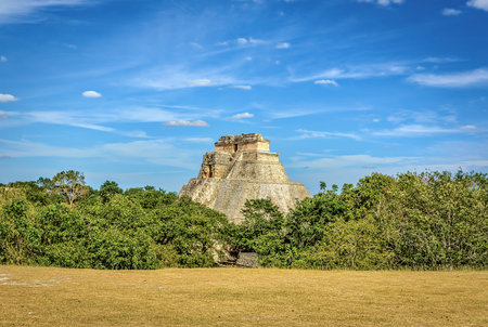 Pyramid of the Magician a step pyramid located in Uxmal, Mexico