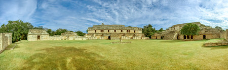 Panoramic view of Kabah, Maya archaeological site, Merida, Yucatan, Mexico