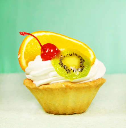 cake with a fruit and white jamの写真素材