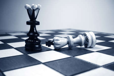 chess queen and the fallen kingの写真素材