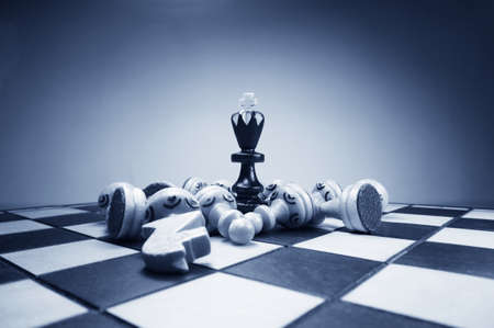chess king and the fallen figuresの写真素材
