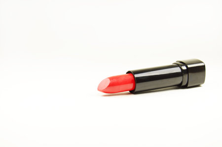open red lipstick isolated on the whiteの写真素材