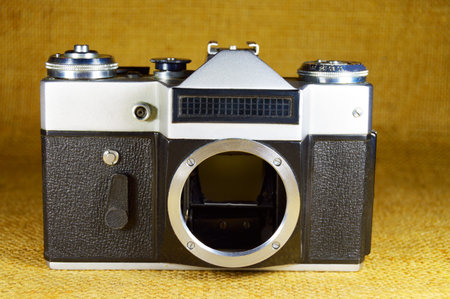 old vintage camera body on the canvas